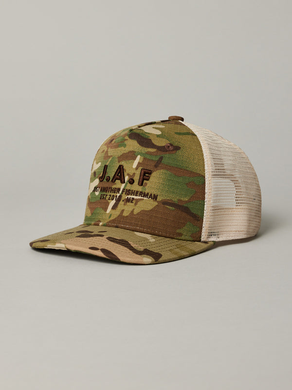 J.A.F TRUCKER CAP - GREEN CAMO