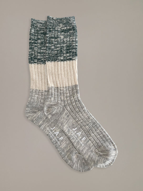 PORT SOCKS - GREEN/BEIGE/GREY